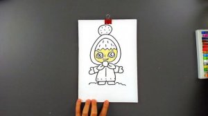 Как нарисовать МАШУ и МЕДВЕДЯ зимой и раскрасить