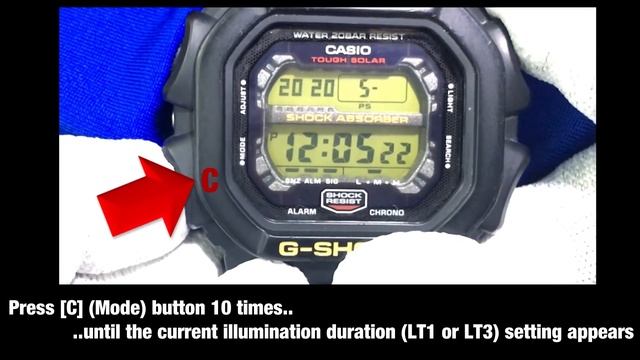 CASIO G-Shock GX-56 How To Use Illumination & Auto Light - Tutorial