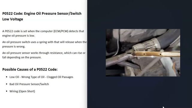 Causes and Fixes P0522 Code: Engine Oil Pressure Sensor/Switch Low Voltage смотреть онлайн