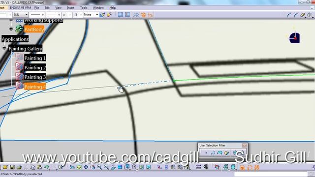 Video Tutorial on Modeling Lamborghini Gallardo in CATIA Part 07 смотреть онлайн