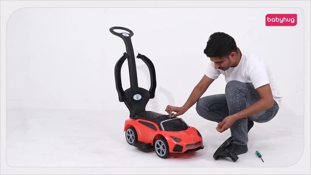 Babyhug 3 in 1 Manual Push Ride on Car with Parent Push Handle смотреть онлайн