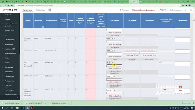 Оформление заявок стороннему поставщику.