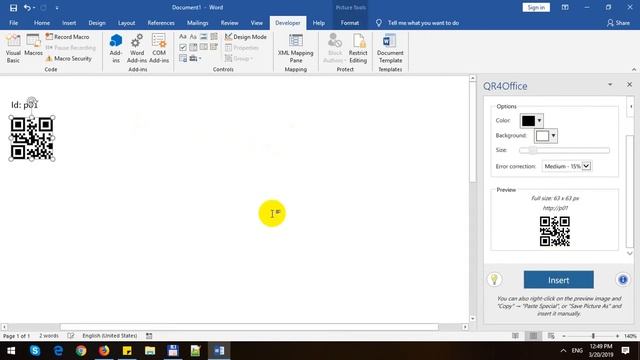 Create QRCode in Word 2019 смотреть онлайн