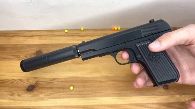 Пистолет детский с ГЛУШИТЕЛЕМ. Металлический корпус. Игрушечное оружие / Пистолет детский