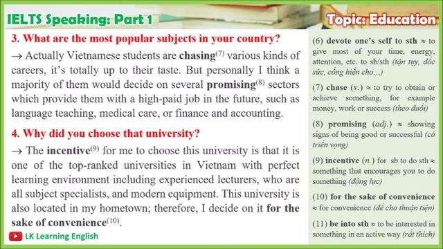 [IELTS] Speaking Part 1 - Topic: EDUCATION (Questions & Model Answers) смотреть онлайн