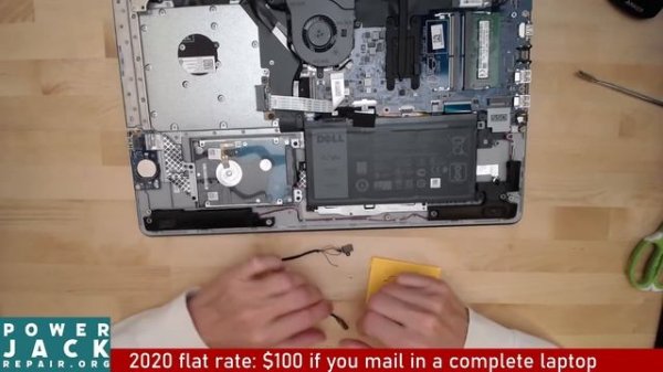 Dell Inspiron 17 5000 series p35e disassembly laptop charge port power jack repair fix taking apart
