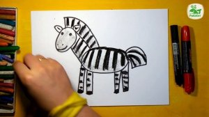 Как нарисовать ЛОШАДКУ ЗЕБРУ - уроки рисования от РыбаКит