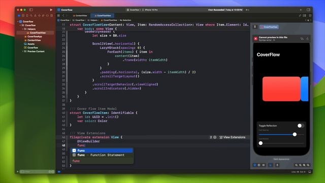 SwiftUI CoverFlow - iOS 17 - Xcode 15 смотреть онлайн