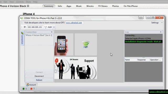 Connect iPhone 4 Verizon\Sprint iOS 6.1 support CDMA Tool смотреть онлайн