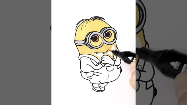 Застенчивый Миньон раскраска для детей и малышей/рисунки для срисовки смотреть онлайн