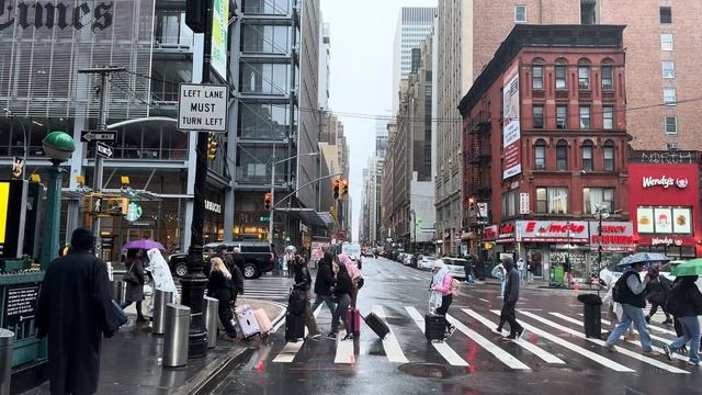 Rainy New York City - Driving Downtown 4K HDR - Lower & Midtown Manhattan смотреть онлайн