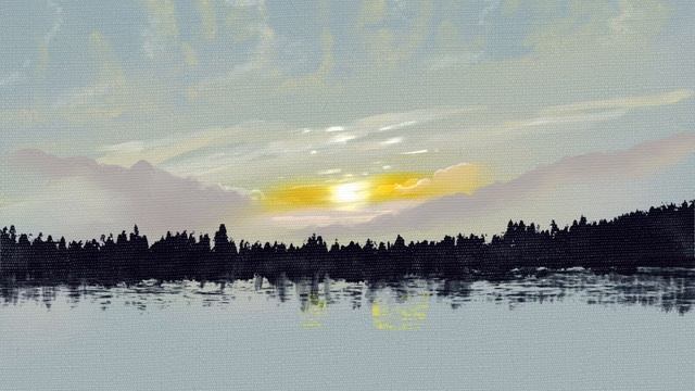 Rebelle 6 Pro Painting Lesson - Sunrise Lake Time-lapse Sneak peek смотреть онлайн