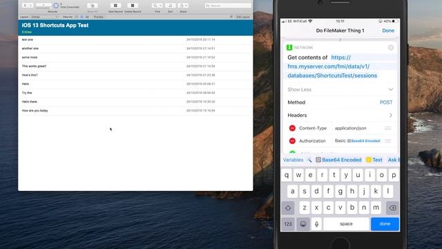 iOS 13 Shortcuts App interacting with FileMaker Data API смотреть онлайн