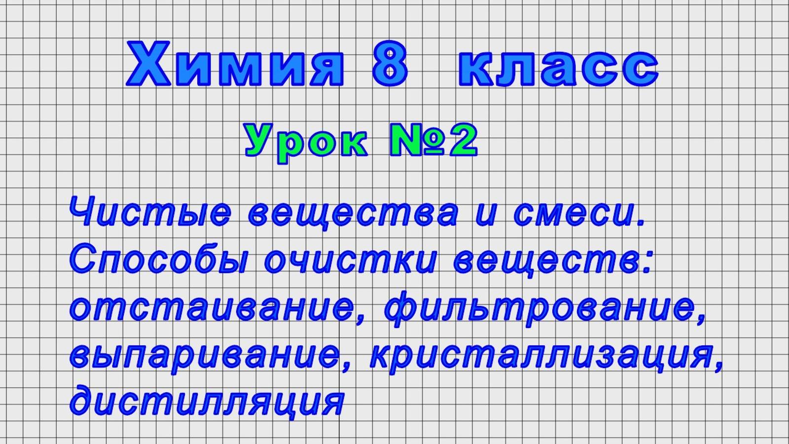 Химия 8 класс (Урок 2 - Чистые вещества и смеси. Способы очистки веществ) смотреть онлайн