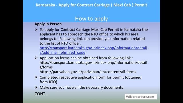 Karnataka - Apply For Contract Carriage ( Maxi Cab ) Permit смотреть онлайн