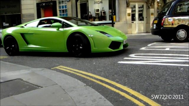 Green Lamborghini LP560 w/ Larini - LOUD Acceleration and Burbling! смотреть онлайн