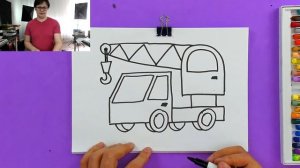 Рисуем Подъемный КРАН машину - поэтапно с РыбаКит