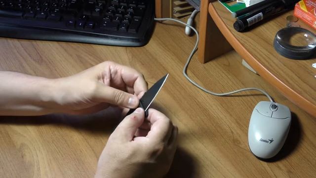 Нож-кредитка, с металлической ручкой. Распаковка. смотреть онлайн