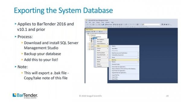Updating your BarTender System Database to BarTender 2019