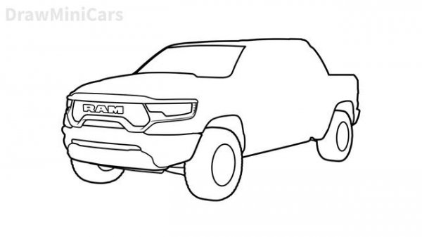 How to draw a DODGE RAM TRX 2021 / drawing dodge ram 1500 pickup 2022 car step by step