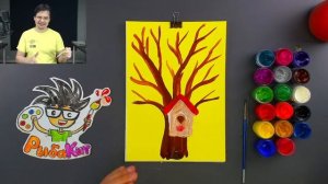 Рисуем Скворечник и дерево весной - уроки рисования красками