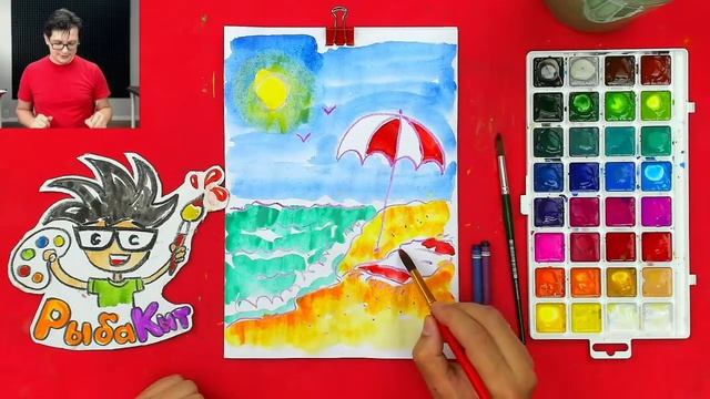 Рисуем ПРИРОДУ красками РыбаКит папа рисует смотреть онлайн