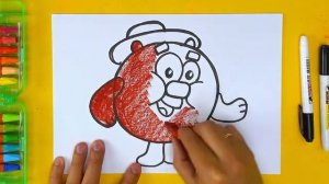 Простые рисунки СМЕШАРИКИ  РыбаКит папа рисует