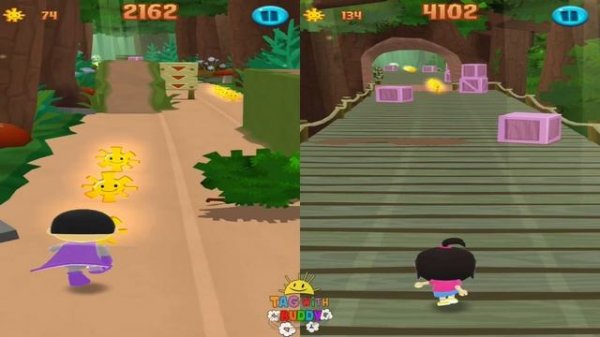 Tag with Ryan - Red Titan vs Dark Titan vs Blue Titan vs Kaji sisters Emma and Kate - Run Gameplay