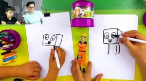 Рисуем МАЙНКРАФТ с Детьми  РыбаКит папа рисует