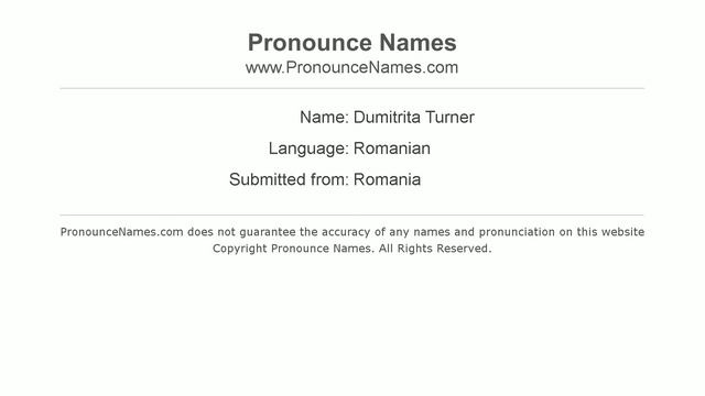 How to pronounce Dumitrita Turner (Romanian/Romania) - PronounceNames.com смотреть онлайн