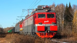 ВЛ11.8-645 с перегоняемым ТЭМ7А-0124 и новейшими полувагонами