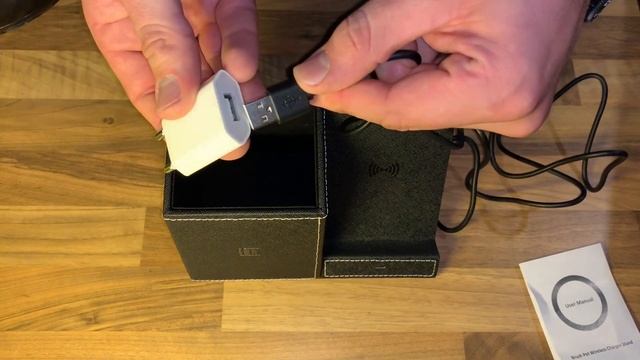 Leather Desk Organiser with Qi Charger Wireless Charger for smartphone unboxing and instructions смотреть онлайн