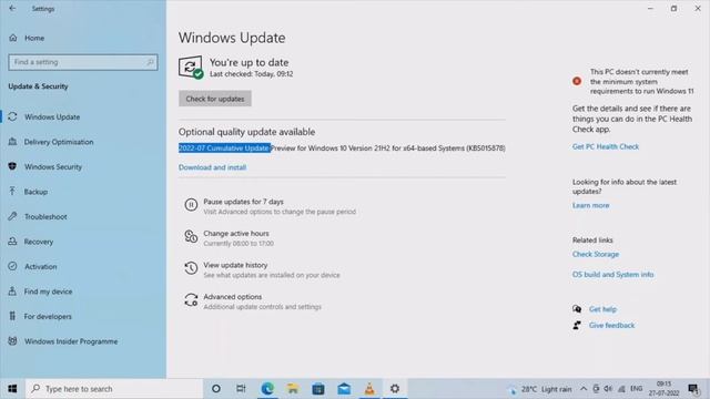 Windows 🪟 10 2022-07 cumulative update || optional quality update released(KB5015878) смотреть онлайн