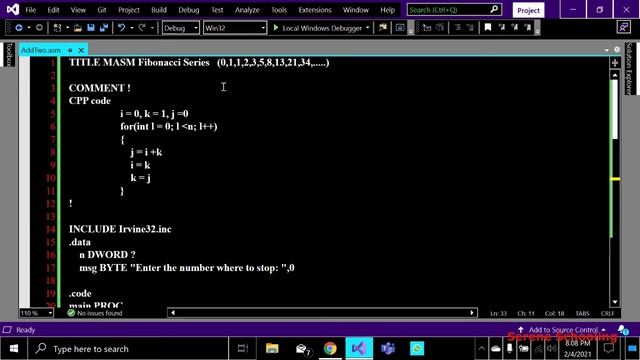 Printing Fibonacci Series - Assembly x86 смотреть онлайн