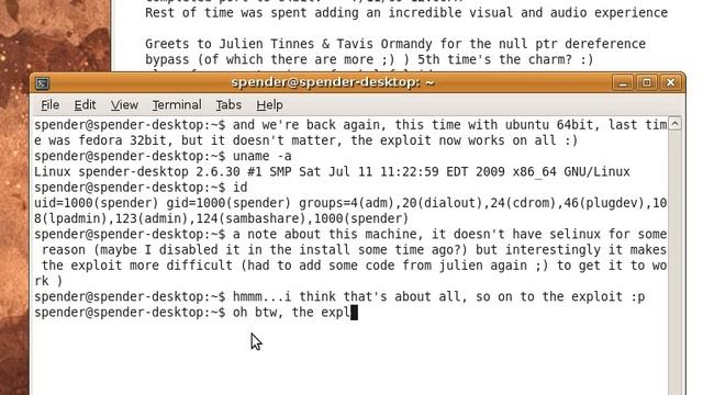 Linux 2.6.30+ 64-bit Local Kernel Exploit 0day, disables SELinux/AppArmor/LSM ;) смотреть онлайн