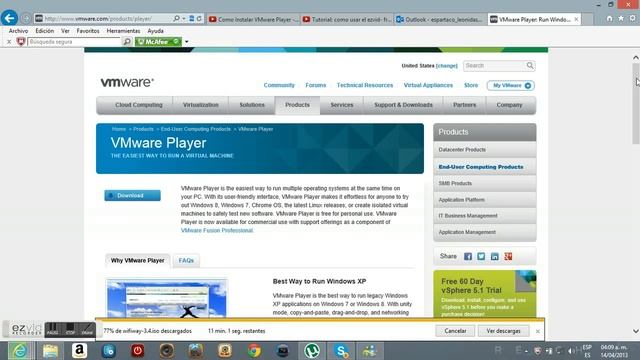 Como descargas VMware player en windows 8 para hacer una maquina virtual смотреть онлайн