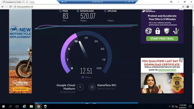 1 GBPS Google Cloud VPS Speed Test смотреть онлайн