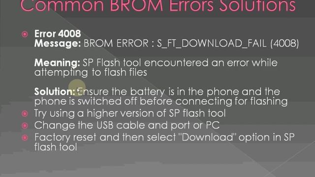 SP FLASH TOOL BROM ERRORS | Lecture#18 | All Brom Errors & Solutions | All Errors 100% Fix Detailed смотреть онлайн