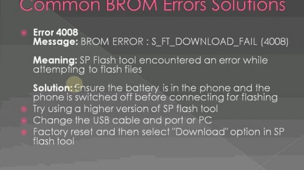 SP FLASH TOOL BROM ERRORS | Lecture#18 | All Brom Errors & Solutions | All Errors 100% Fix Detailed