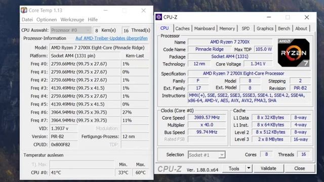 Ryzen 2700x Core Temp und Stress Test смотреть онлайн