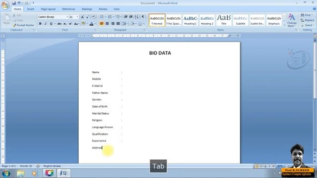 Bio Data Preparation | Bio-Data | MS-Word| MS-Office| смотреть онлайн