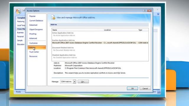 Microsoft® Access 2007: How to turn off or manage installed add-ins on Windows® Vista? смотреть онлайн