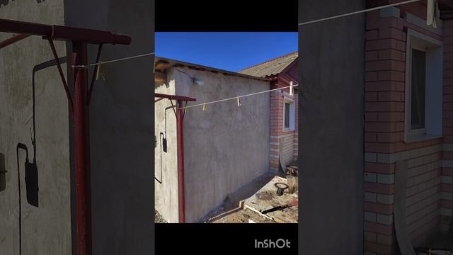 Штукатурка фасада пристройки!