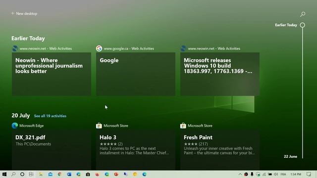 Great Windows 10 forgotten feature Task View Timeline to see activity from the past July 22nd 2020 смотреть онлайн