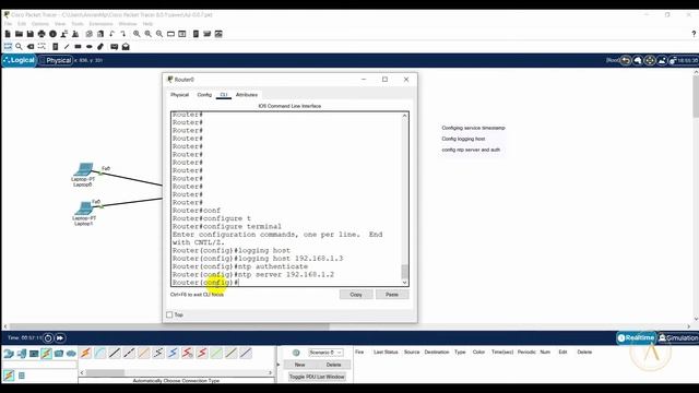 Syslog And NTP (Authentication) With DHCP Configuration - Cisco Packet Tracer