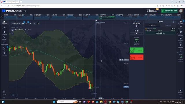 ЛИНИИ БОЛЛИНДЖЕРА НА ПРАКТИКЕ, ТРЕЙДИНГ В POCKET OPTION смотреть онлайн