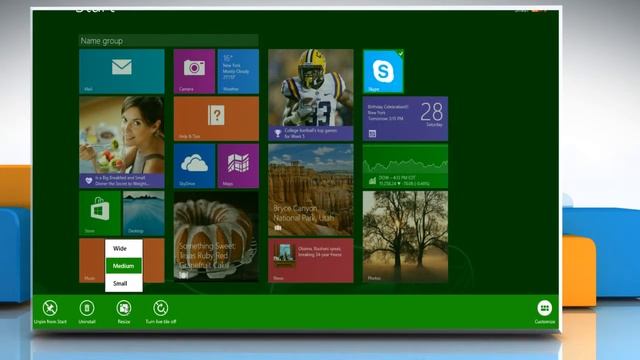 Make Skype® tile size smaller and larger in Start screen on a Windows® 8.1 PC смотреть онлайн