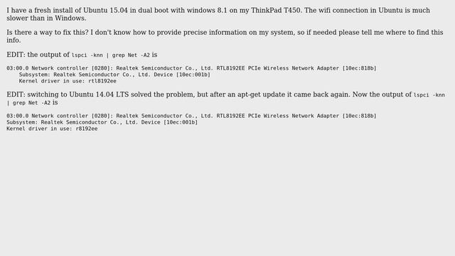 Ubuntu: Slow WiFi on Ubntu 15.04 with Realtek RTL8192EE смотреть онлайн