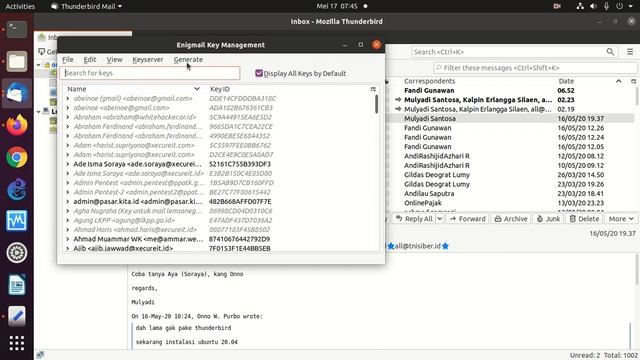 20200517 UBUNTU 20.04 enkripsi email pakai enigmail di thunderbird смотреть онлайн