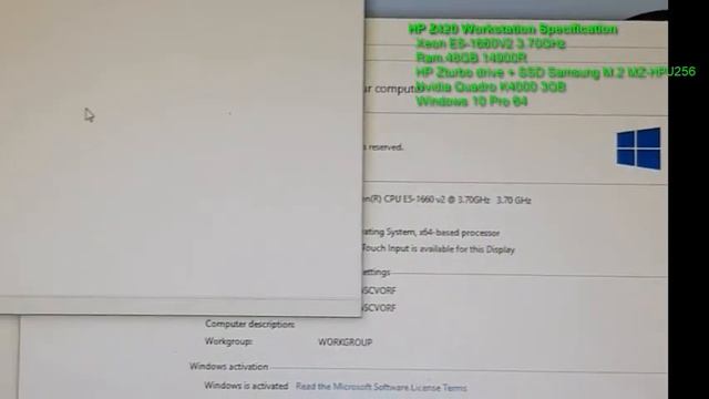 HP Z420 + Z Turbo drive + Windows 10 Pro 64 on SSD M.2 256GB Samsung MZ-HPU256 смотреть онлайн